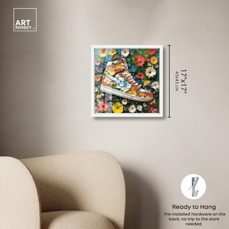 Painted in Floral Sneaker Shadowbox by Art Remedy