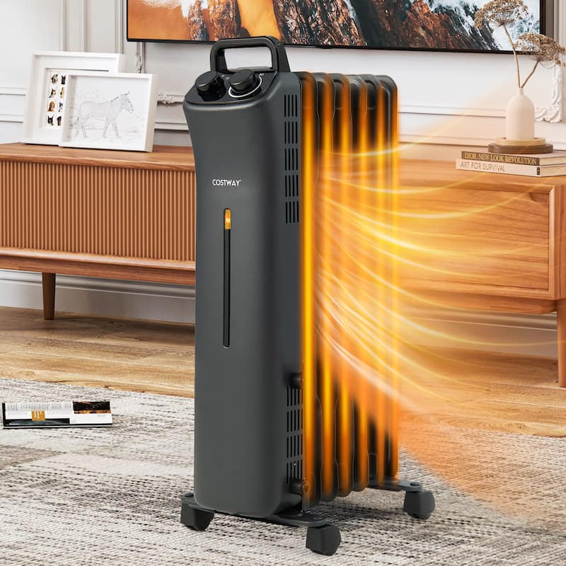 1500W Oil Filled Radiator Heater Portable Electric Space Heater Bed