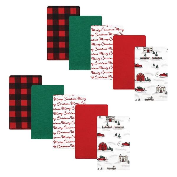 slide 1 of 1, Hudson Baby Unisex Baby Cotton Flannel Burp Cloths, Christmas Scene, One Size - Christmas Scene - One Size One Size - Christmas Scene