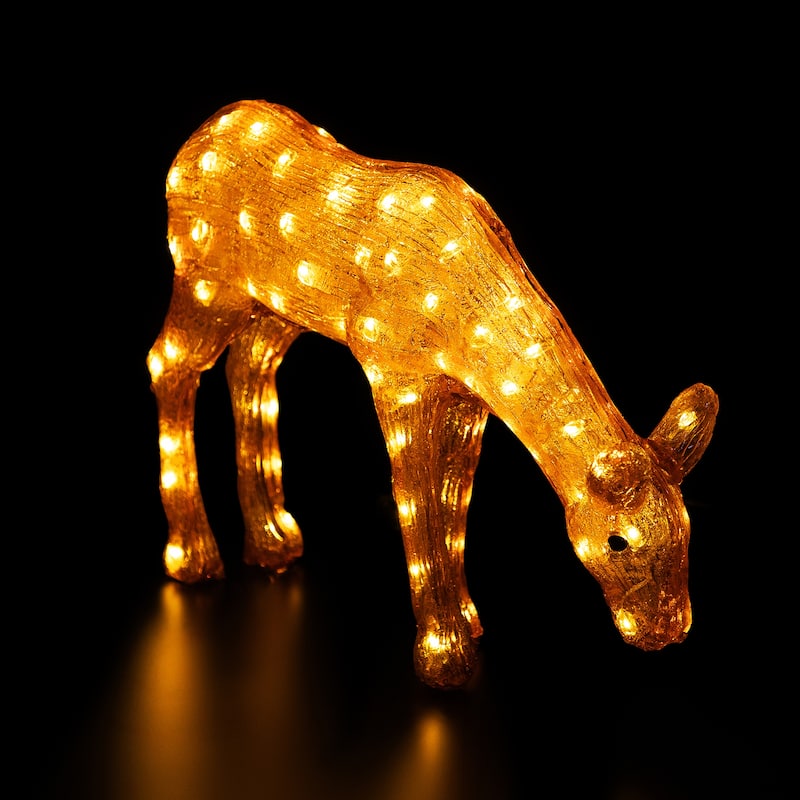 LED Commercial Grade Acrylic Reindeer Christmas Decor 22" White Lights - Brown