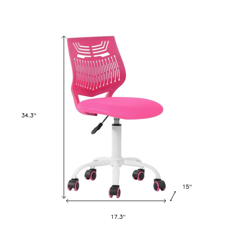 Turquoise and White Adjustable Height Swivel Rolling Office Chair - 17.3 in. x 34.3 in. x 15 in.