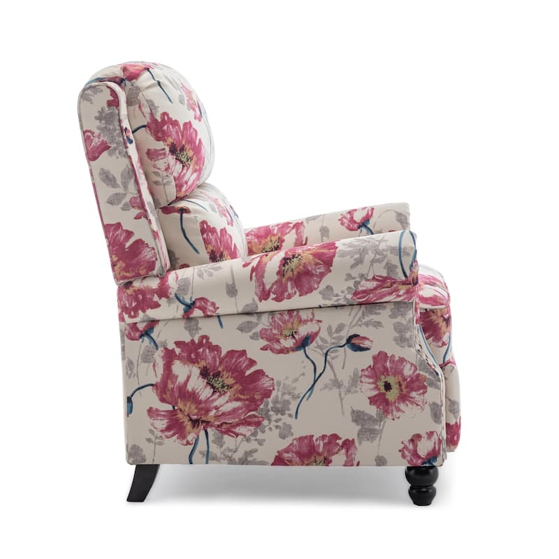 Mid-Century Nailhead PU Leather Linen Recliner