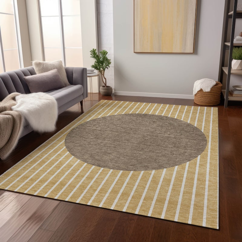 Machine Washable Indoor/ Outdoor Modern Sunrise Chantille Rug - Wheat - 2'6" x 3'10"