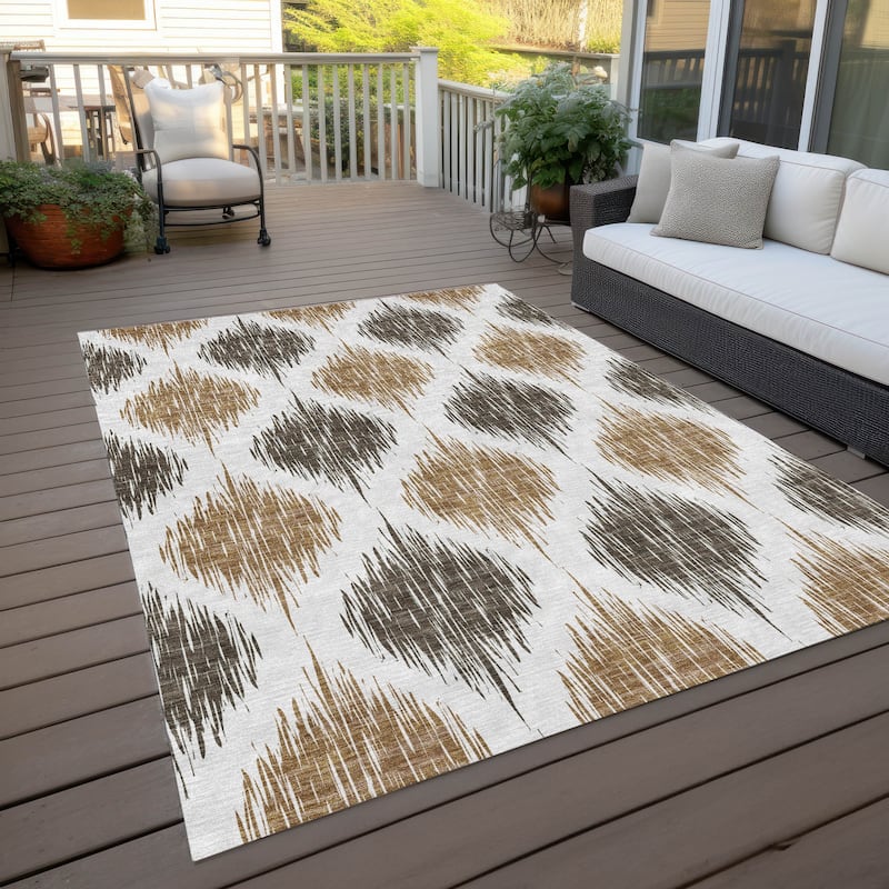 Machine Washable Indoor/ Outdoor Chantille Contemporary Geo Rug