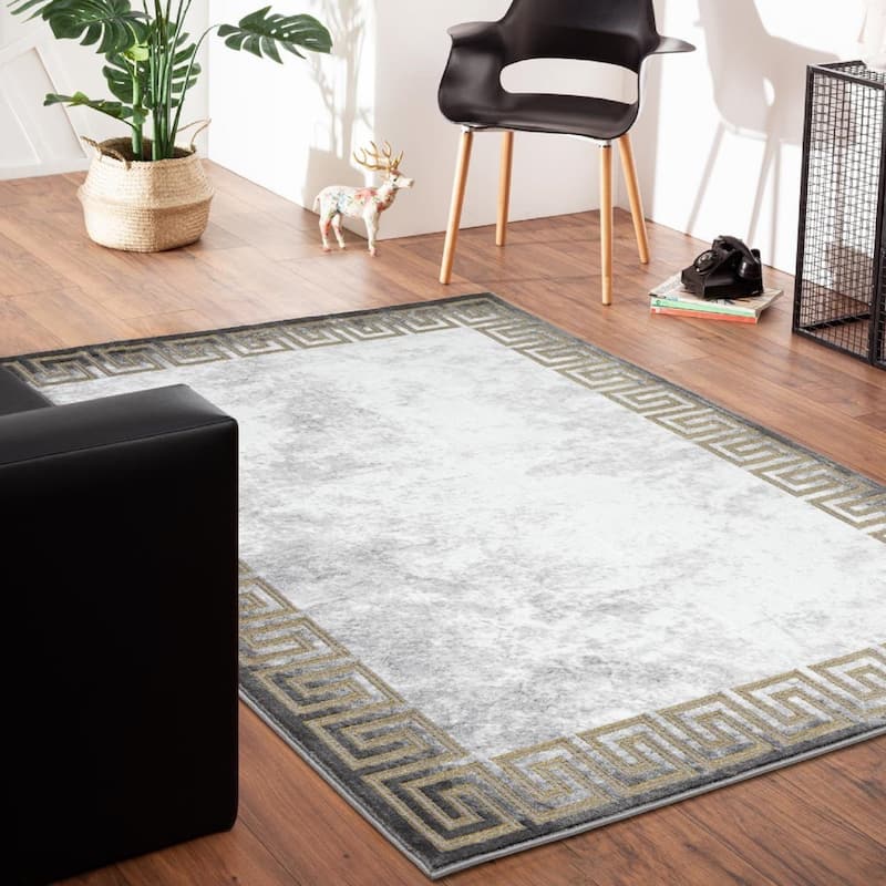 Brooklyn Collection Abstract Border Area Rug