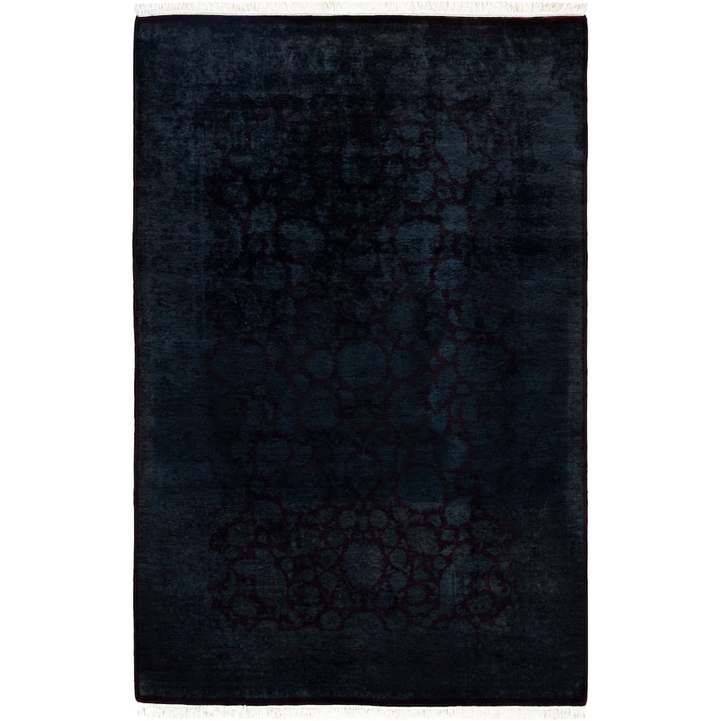Overdyed One-of-a-Kind Hand-Knotted Area Rug - Black - 4' 2" x 6' 3"