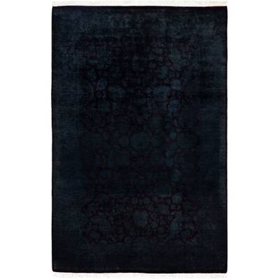 Overdyed One-of-a-Kind Hand-Knotted Area Rug - Black - 4' 2" x 6' 3"