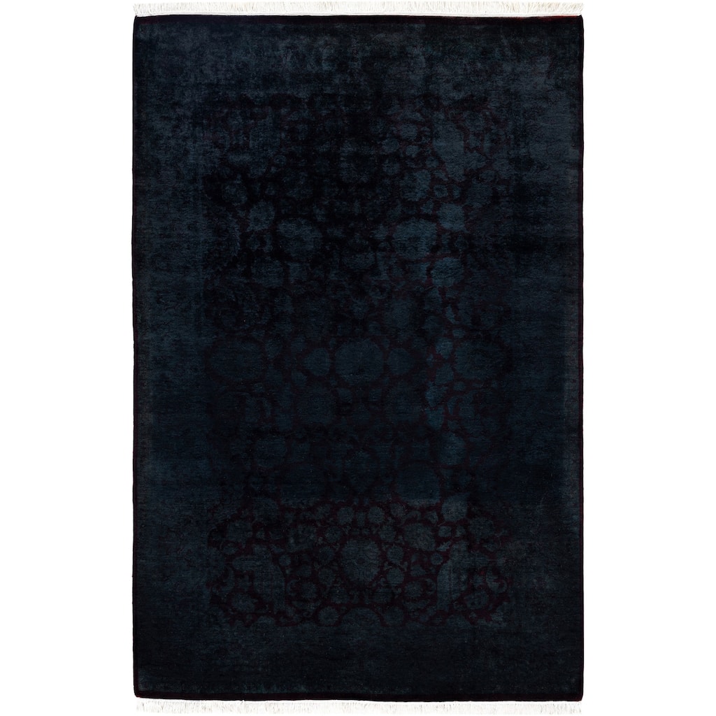 Overdyed One-of-a-Kind Hand-Knotted Area Rug - Black - 4' 2" x 6' 3"