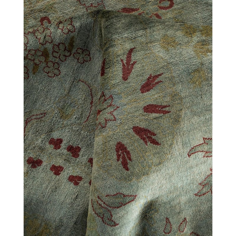 Overton Hand Knotted Wool Vintage Inspired Modern Contemporary Overdyed Gray Area Rug - 8' 1" x 10' 5"