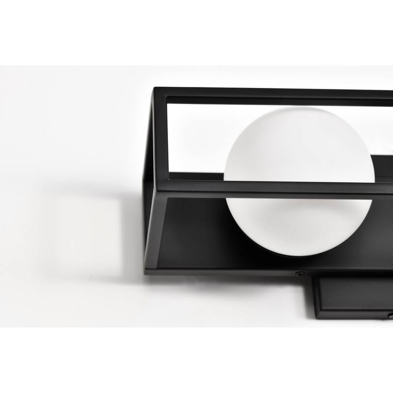 Jenkins 16 Inch 2 Light LED Vanity Matte Black with Frosted Glass