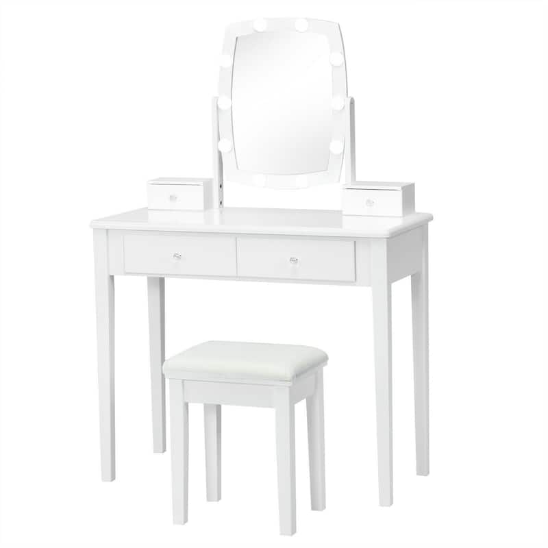 Vanity Table Set with Lighted Mirror for Bedroom and Dressing Room - 36" x 16" x 52" (L x W x H)