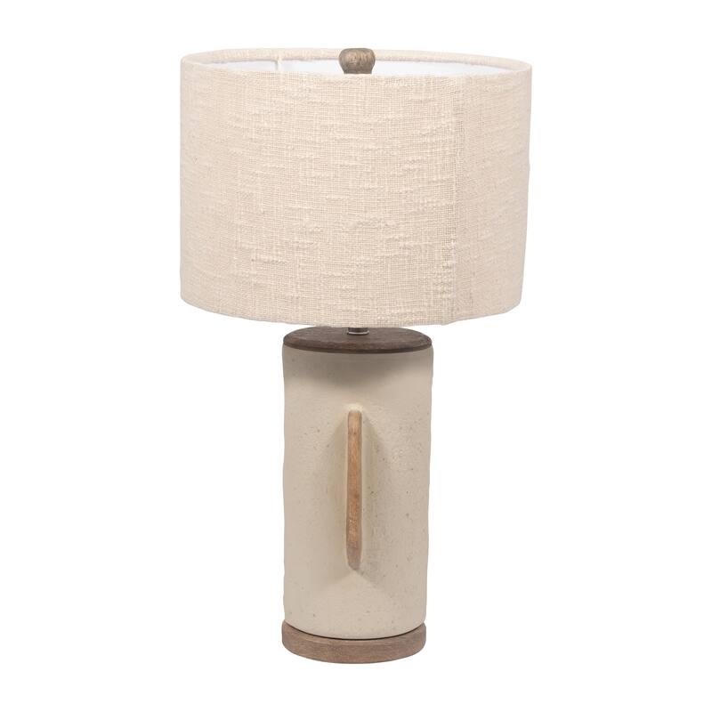Sagebrook Home Neutral Textured 24" Unique Table Lamp, Ivory, Cylinder - 13" x 13" x 24"