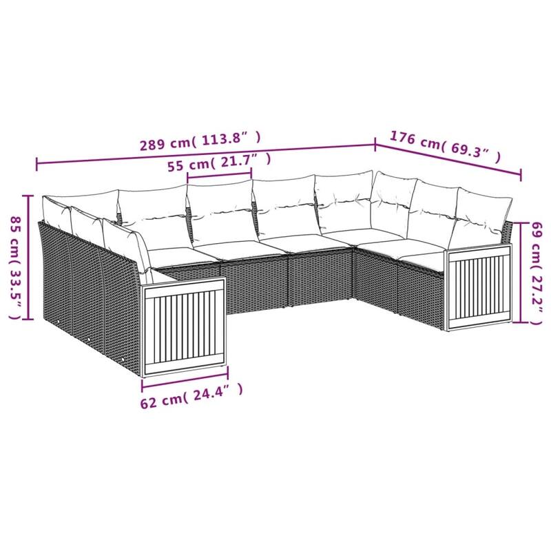 vidaXL Patio Sofa Set with Cushions Outdoor Conversation Furniture Poly Rattan