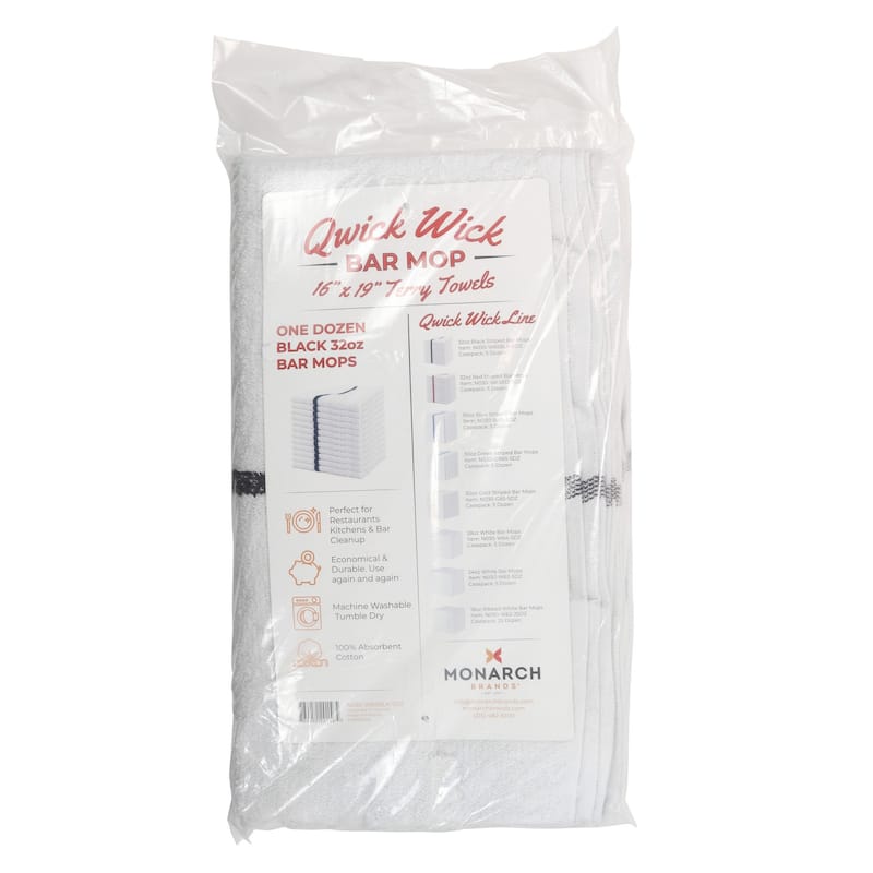 Arkwright Qwick Wick 12-Piece Bar Mop Towels - 16x19