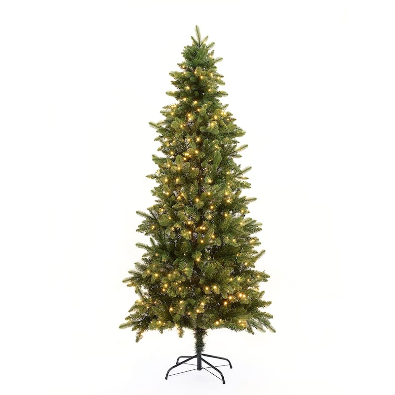 7Ft Pre-Lit LED Artificial Slim Pine Christmas Tree - 84" H x 37.01" Diameter