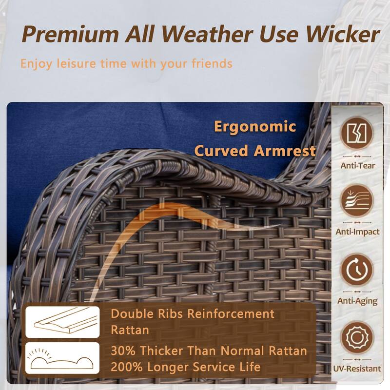 9 Piece Outdoor Wicker Patio Conversation Swivel Chairs Furniture Sets