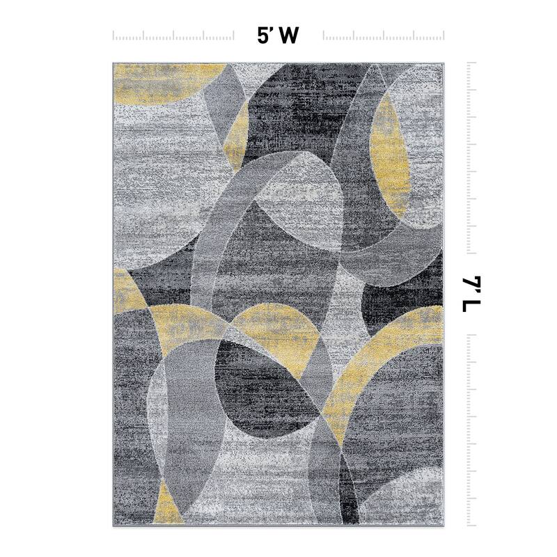 Contemporary Distressed Circle Area Rug