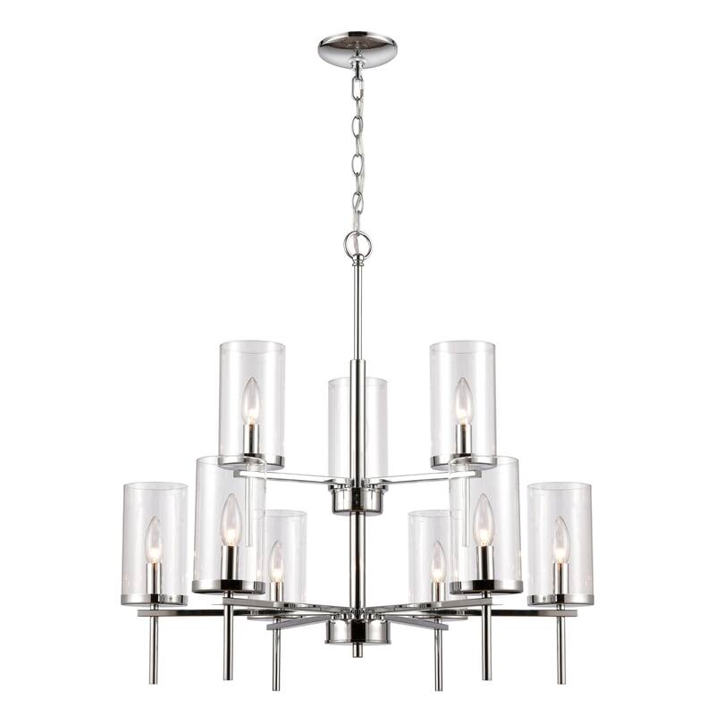 Oakland 19-inch Wide 3-Light Chandelier in Chrome - Chrome - 28.5-inch