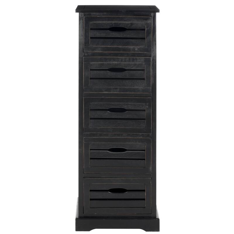 SAFAVIEH Sarina Black Storage 5-drawer Cabinet - 16.5" x 12.6" x 46.5"