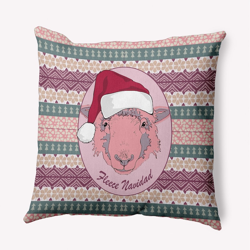 Fleece Navidad Christmas Accent Pillow - 18" x 18" - Light Pink