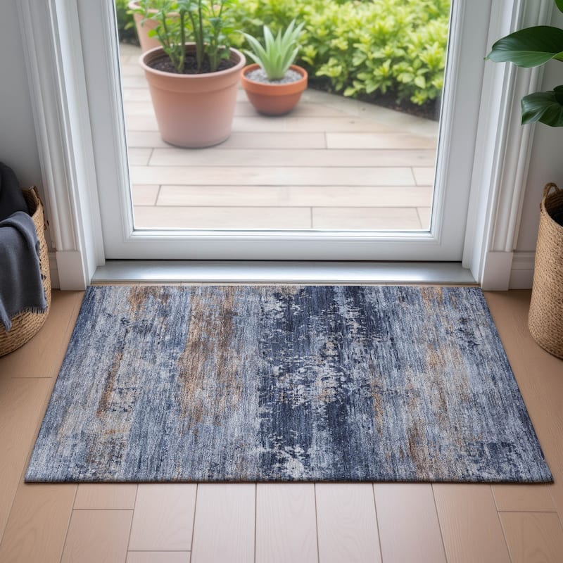 Machine Washable Indoor/Outdoor Contemporary Chantille Rug