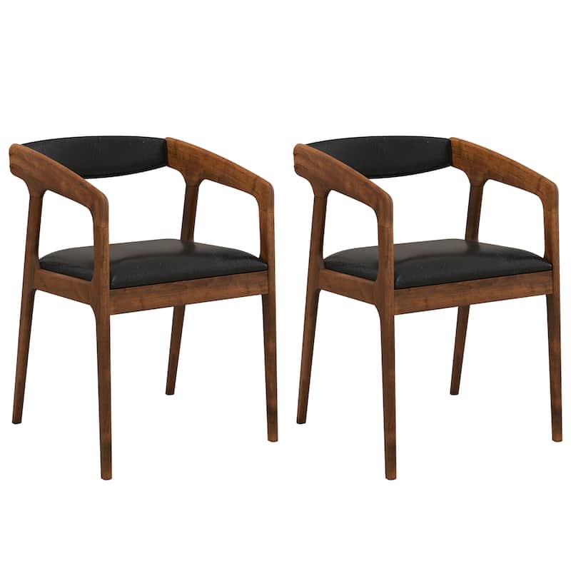 Gymax Set of 2 Accent Chairs PU Leather Upholstered Armchairs w/ Cozy