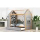 preview thumbnail 4 of 6, Grey Twin Size House Platform Bed with Storage Shelves and Twin Size Trundle