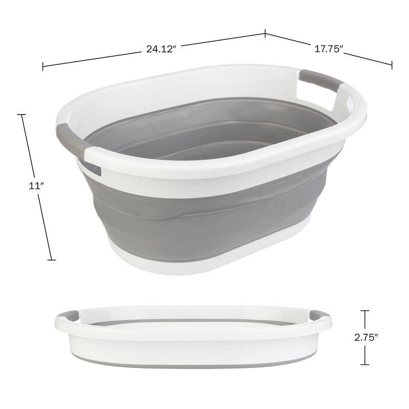 Collapsible Laundry Basket - 10.3-Gallon Portable Sink - Multipurpose Plastic Bin - Camping Essentials by Wakeman Outdoors