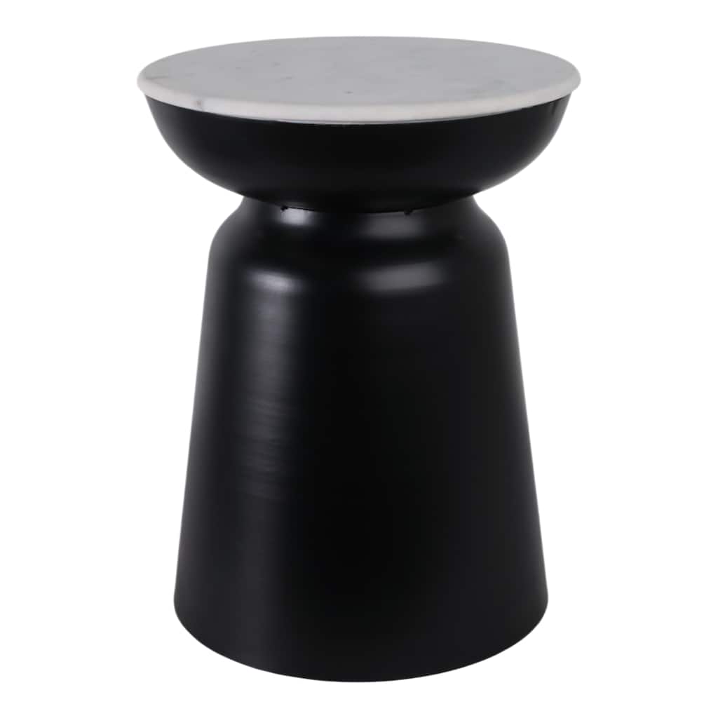 Modern Accent Table with Marble Top and Iron Base - 20" Black - 15" x 15" x 20"
