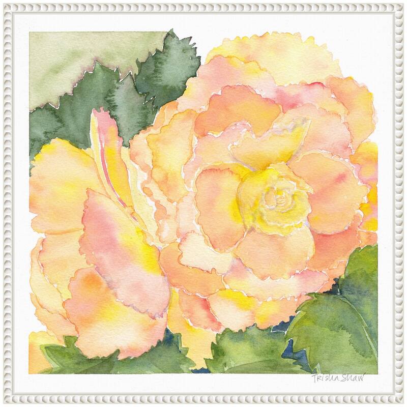 Kate and Laurel Sylvie Orange Pink Abstract Begonia Framed Canvas by Patricia Shaw