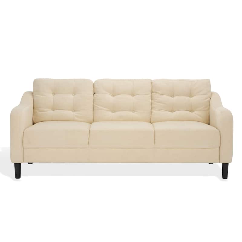 SAFAVIEH Couture Nathaniel Tufted Back 3 Seater Sofa - 77"W x 32"D x 34"H - Cream