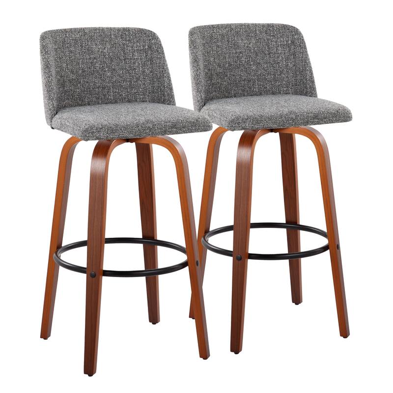 Carson Carrington Vallberga 30" Fixed-Height Bar Stool with Walnut Wood Base (Set of 2)