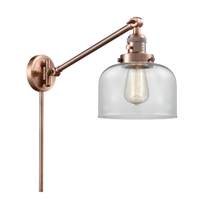 Innovations Lighting Large Bell Single Light 25" Tall Wall Sconce / - Antique Copper / Clear