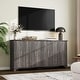 preview thumbnail 1 of 22, 61" Large Buffet Sideboard Cabinet with 4 Fluted Doors and Storage - 61x15.7x31.5in Tan