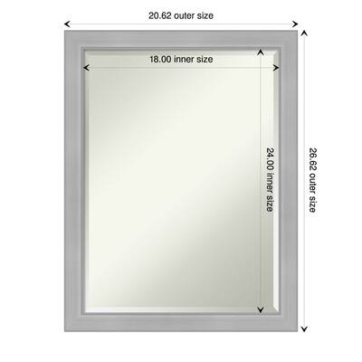 Beveled Wall Mirror - Vista Brushed Nickel Narrow Frame - Vista Brushed Nickel Narrow