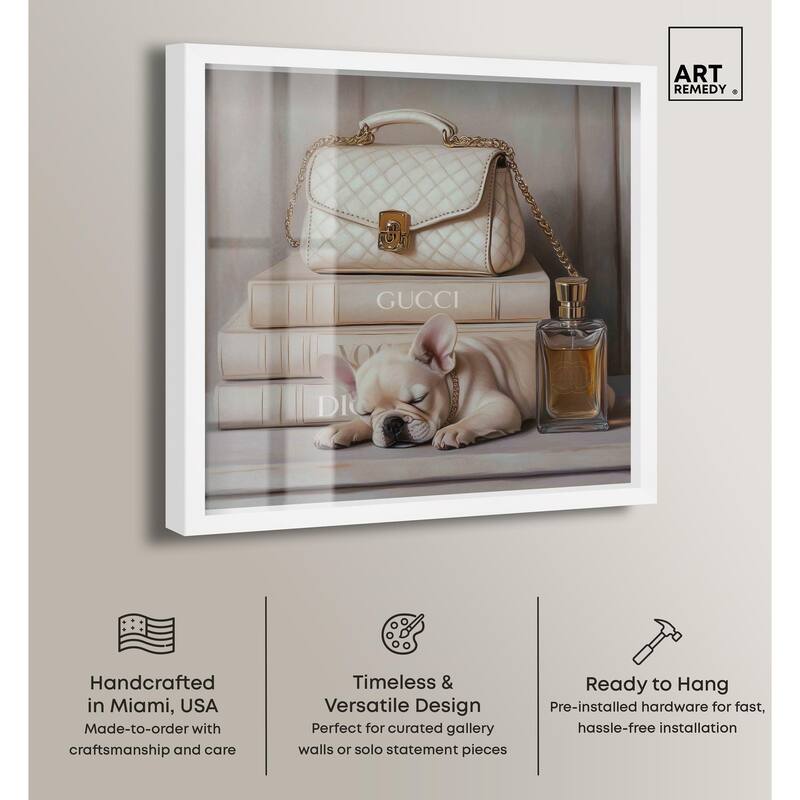 Ivory Books and Frenchie Shadowbox by Art Remedy