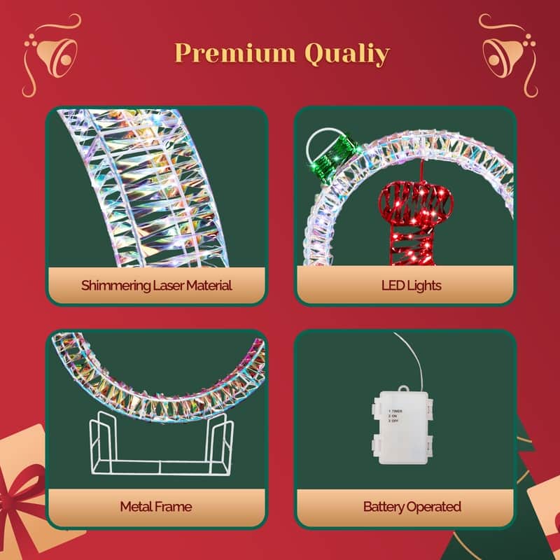 Set of 3 Lighted Iridescent Cut-out Light Bulb Christmas Decorations, Pre-lit Holiday Decor for Xmas Decor Holiday Displays