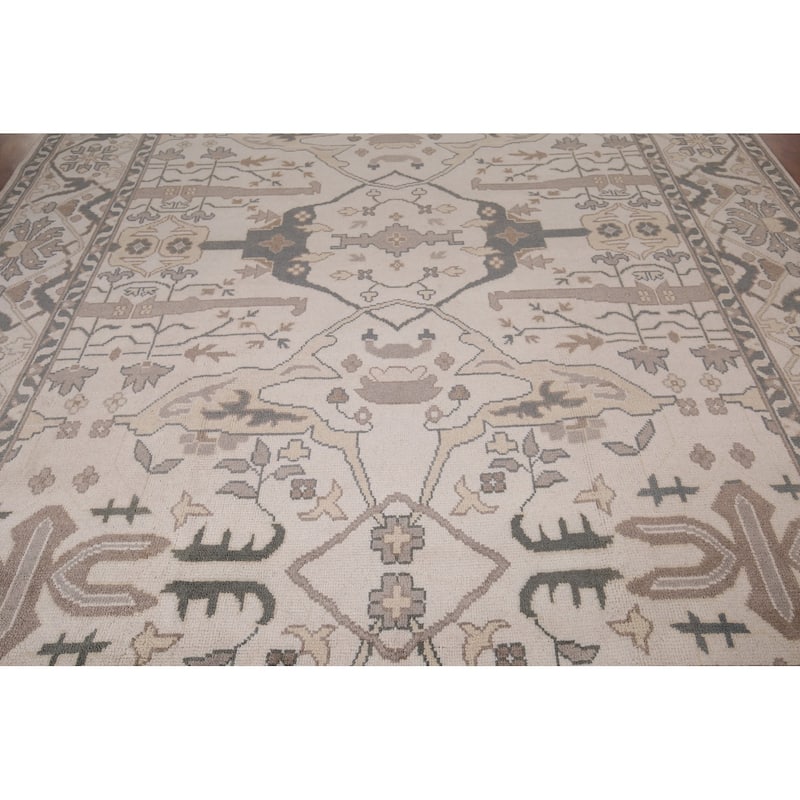 Earth Tone Oushak Area Rug Handmade Wool Carpet - 9'0"x 12'0"