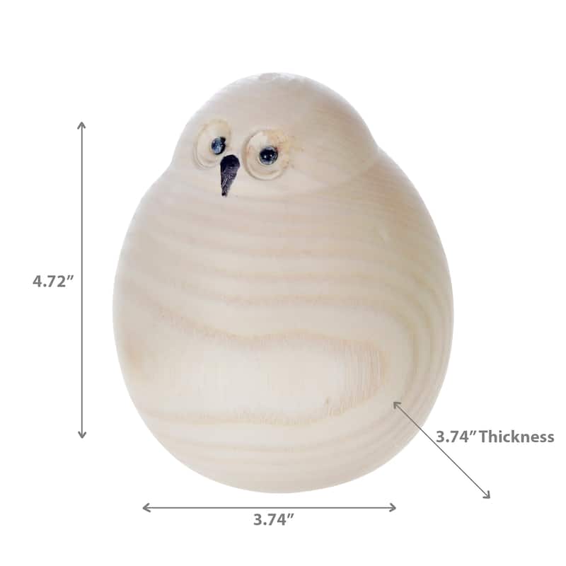 Natural Wooden Owl 3.74" - Set of 2