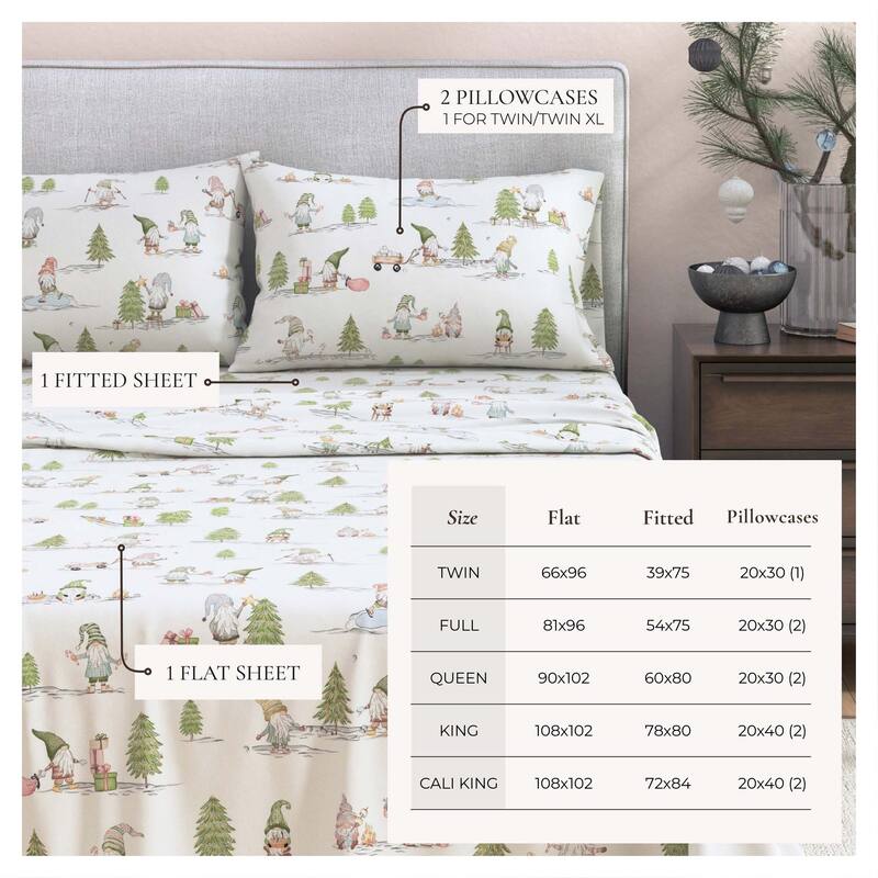 Linery & Co. Ultra-Soft Turkish Cotton Flannel Holiday Print Sheet Set
