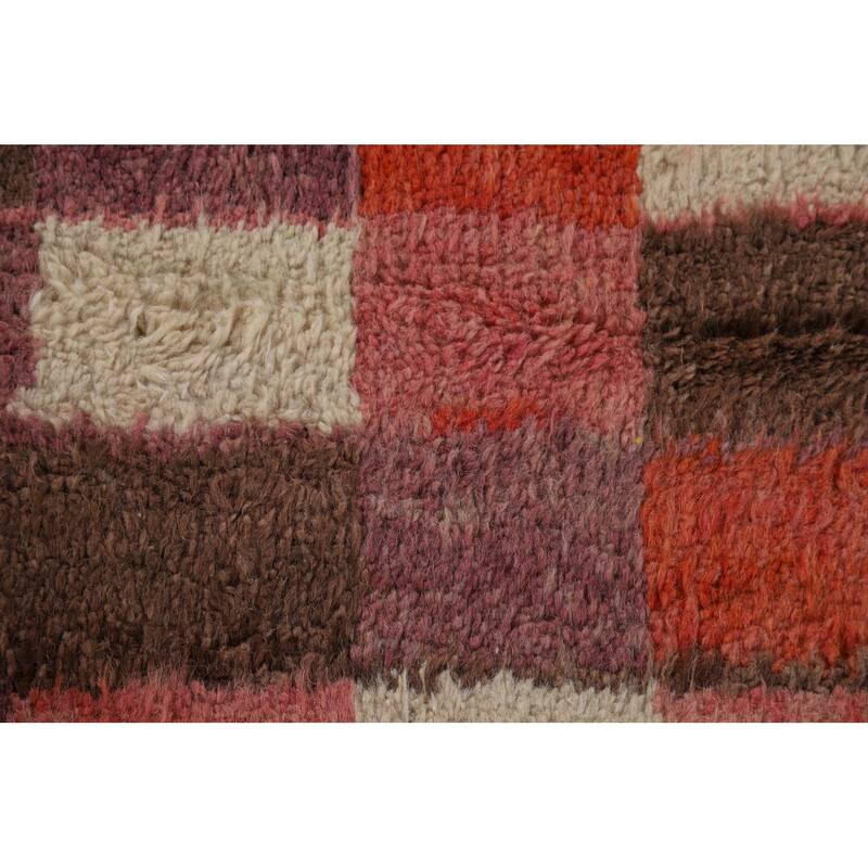 All-Over Checkered Moroccan Oriental Area Rug Handmade Wool Carpet - 5'1" x 6'6"