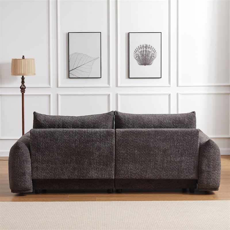 2 Piece Lamb's wool Loveseat Set with 2 Cushions and 2 Ball Pillows