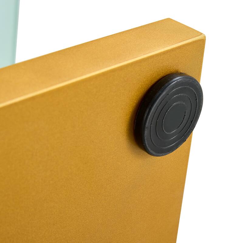 Modern Minimalist Coffee Table. Tempered Glass With Stickers Tabletop,En Mdf Pillars