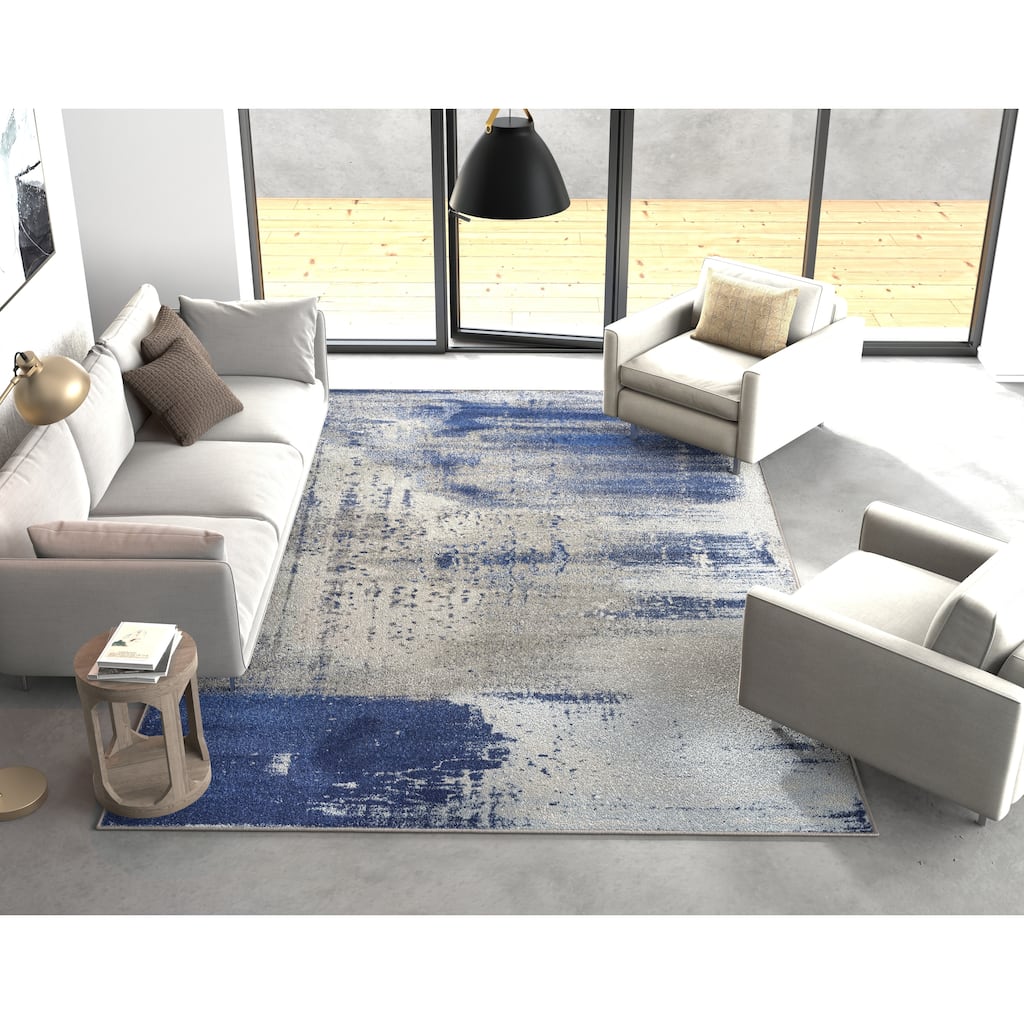 Porch & Den Eton Ice Blue Abstract Area Rug