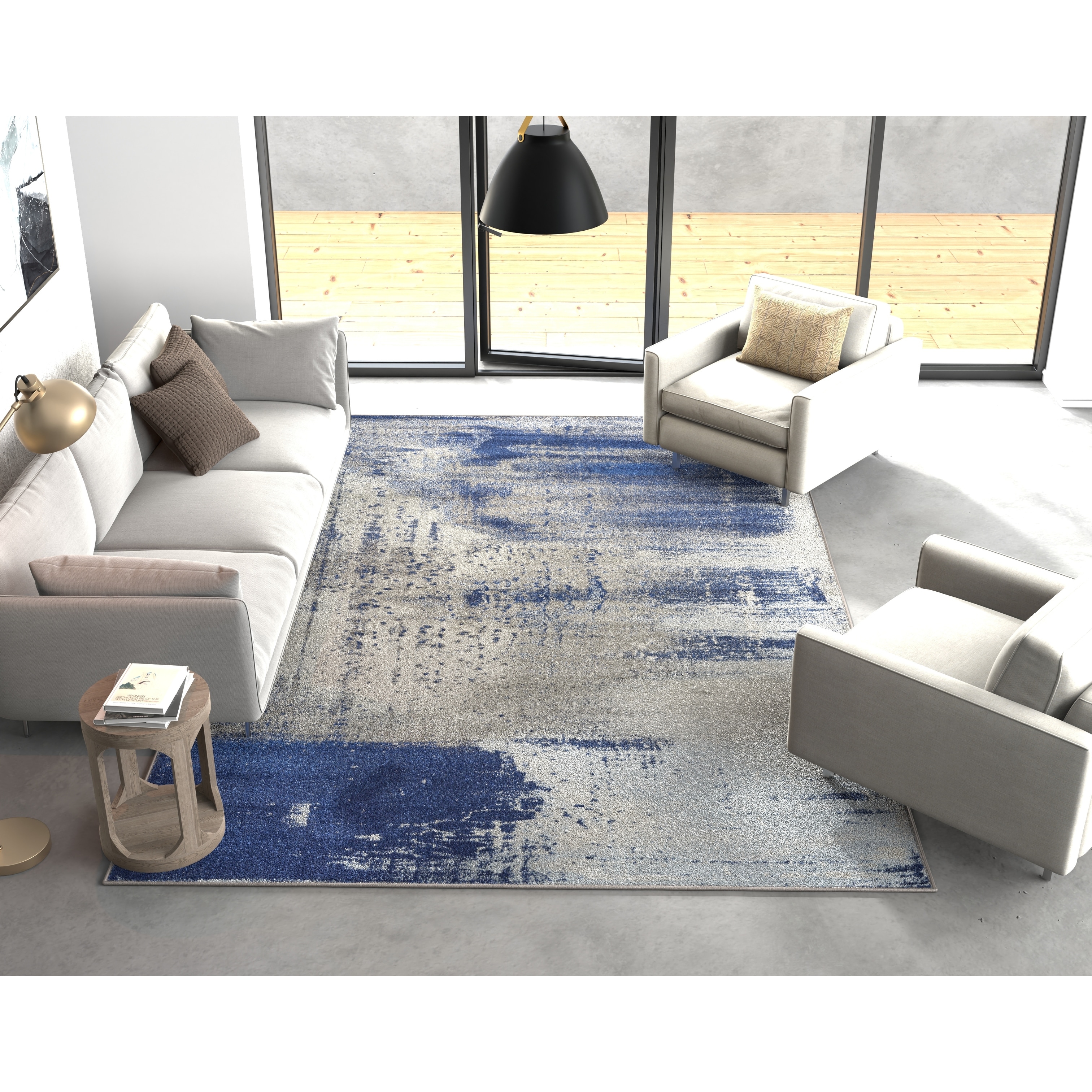 Porch & Den Eton Ice Blue Abstract Area Rug