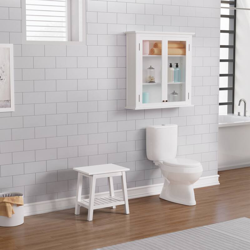 Alaterre Furniture Dorset Bench with Storage Shelf - White