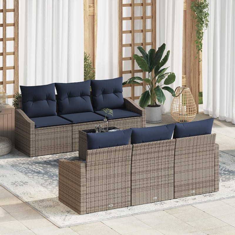 vidaXL 7 Piece Garden Sofa Set with Cushions - 70.1×24.4×27.2 - Grey