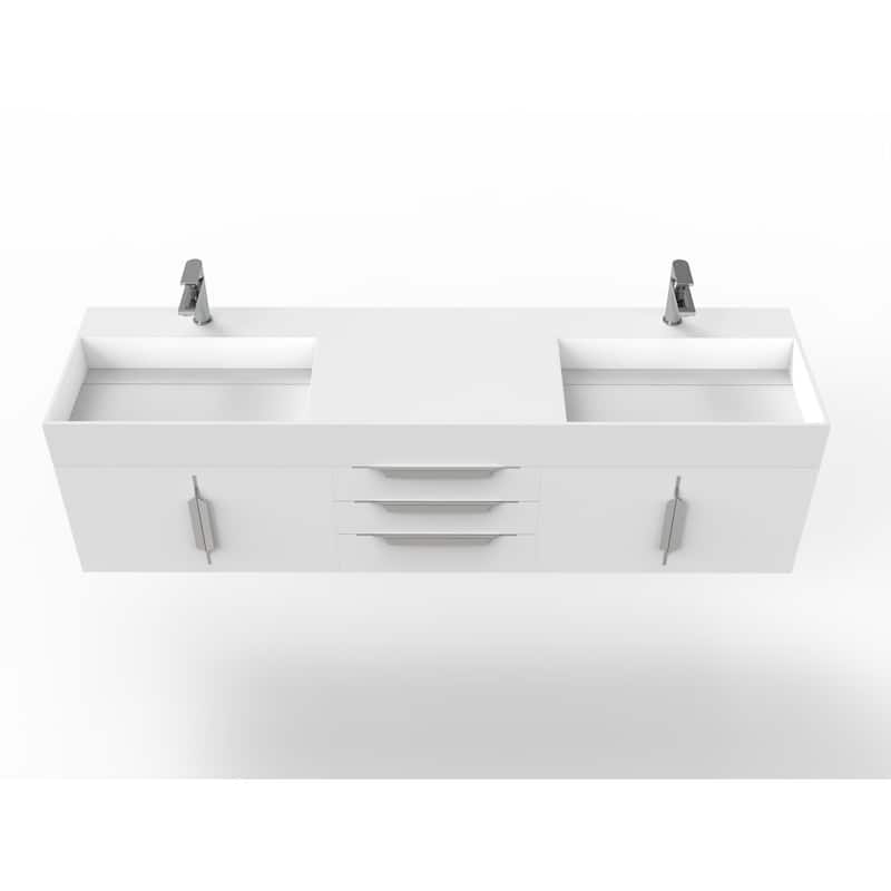 Amazon 72" Wall Mounted Bathroom Vanity Set w/ White Top