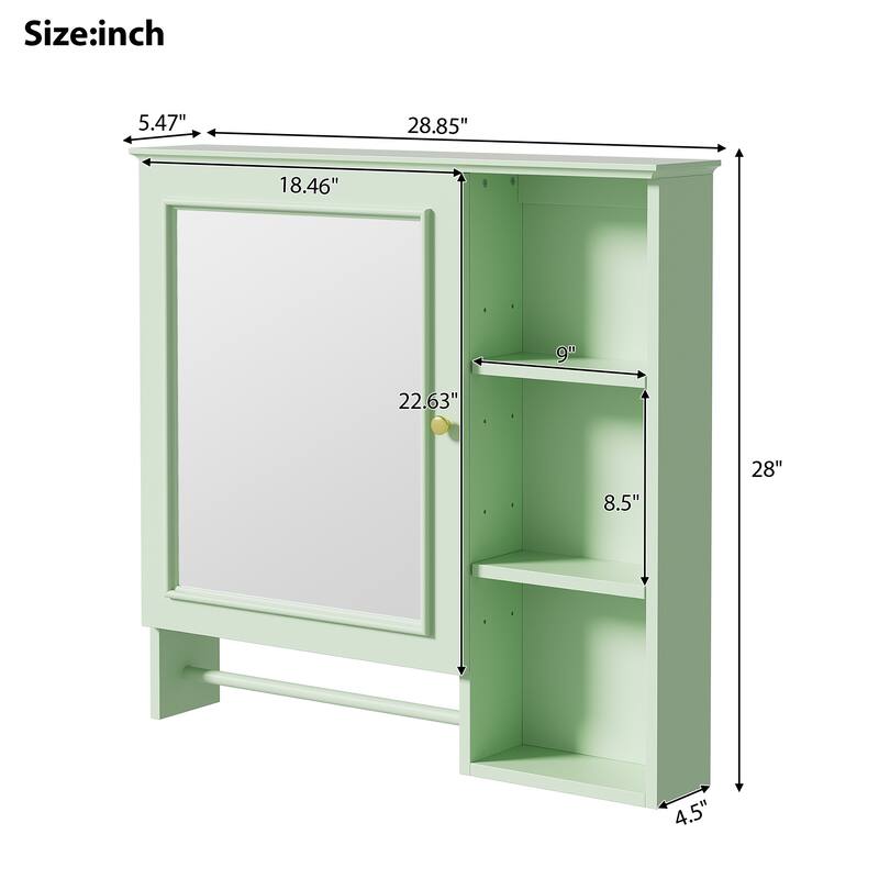 Modern Wall Mounted Design,Wall Mounted Bathroom Storage Cabinet,Medicine Cabinets with large mirror door