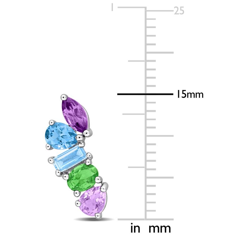 Miadora Multi-Gem Five Stone Drop Earrings Sterling Silver